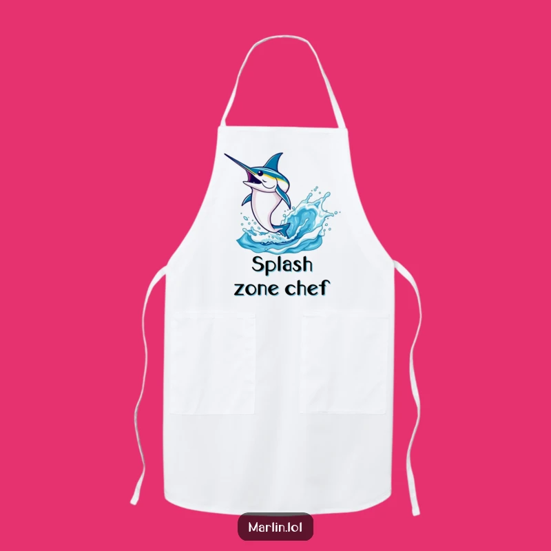 Funny Marlin Leaping Apron: Splash-Proof Kitchen Gear for Chefs