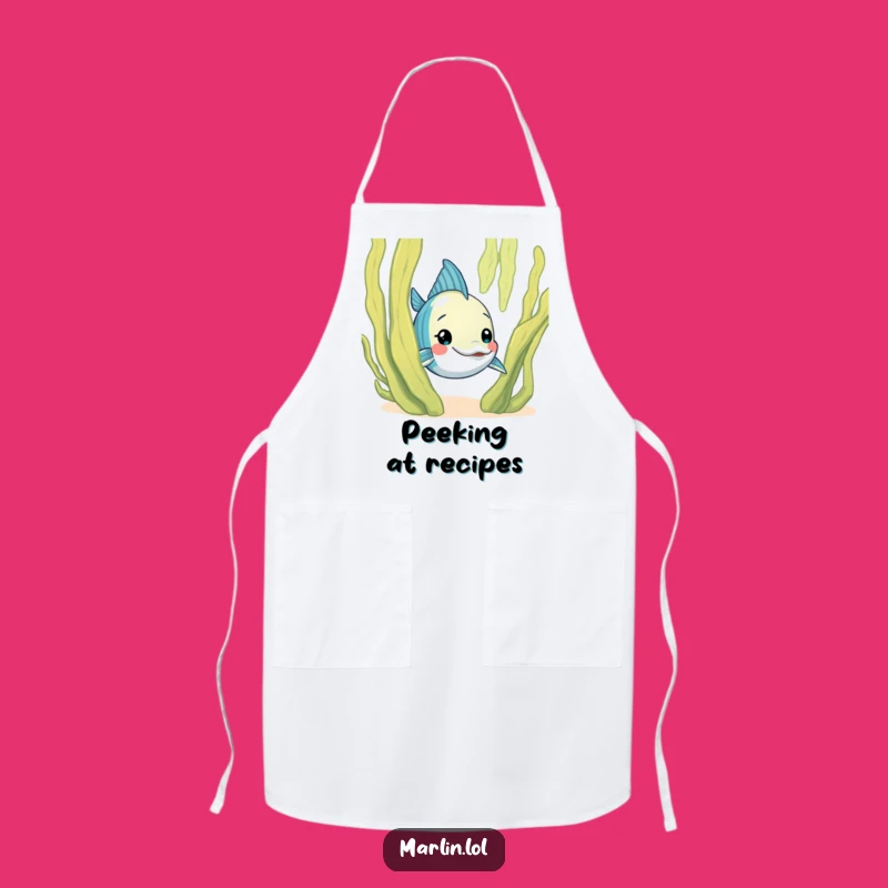Funny Curious Marlin Apron: Cook with a Playful Secret, Great Gift!