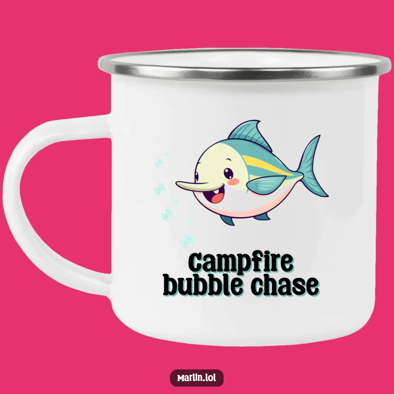Funny Marlin Bubble Camping Mug: Playful Drinkware for Adventures
