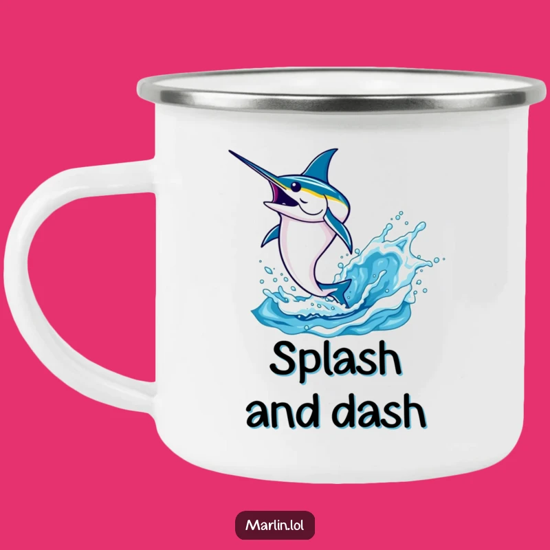 Funny Marlin Leaping Camping Mug: Durable Splash Cup for Outdoors