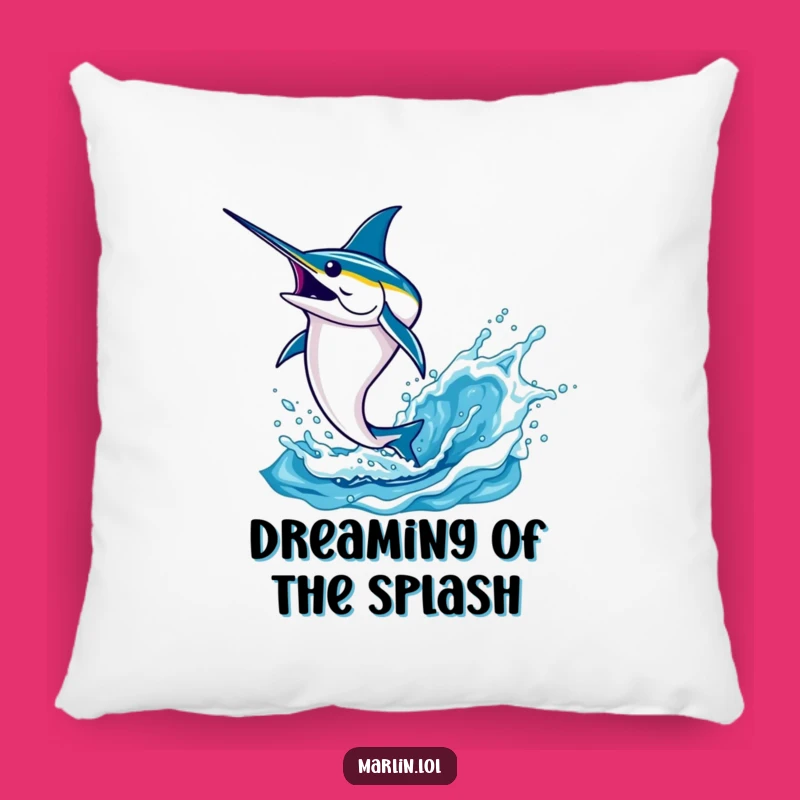 Funny Marlin Leaping Pillow: Comfy Splash Decor for Ocean Lovers