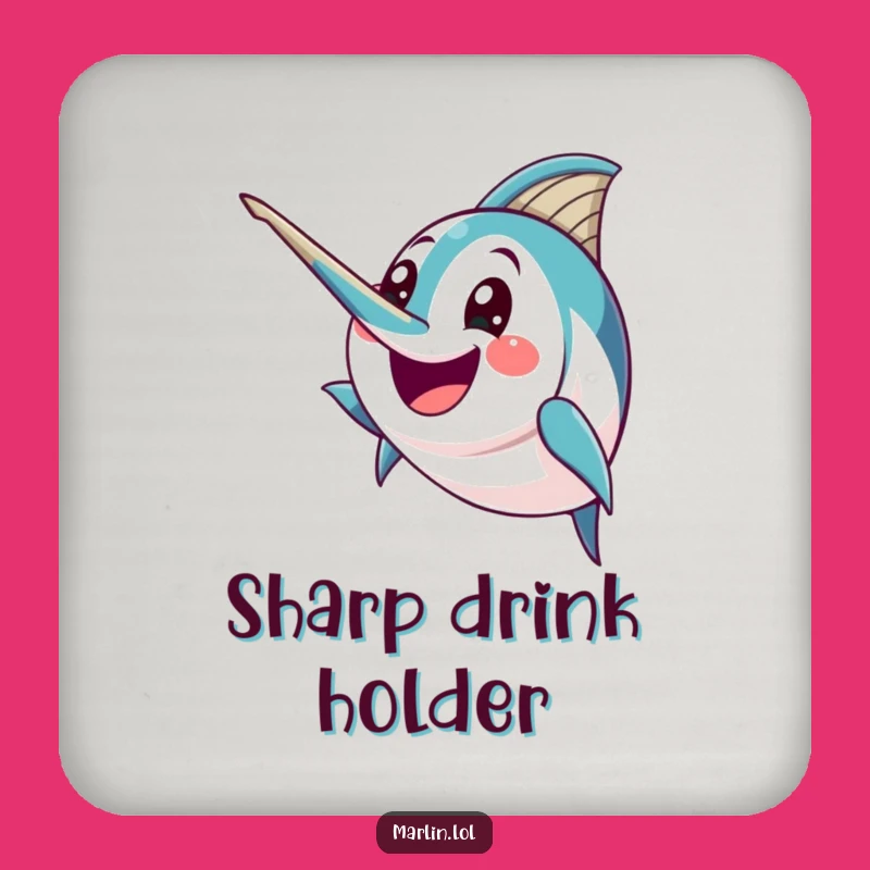 Funny Excited Marlin Coaster: Bold Protection with Ocean Humor, Great Gift!