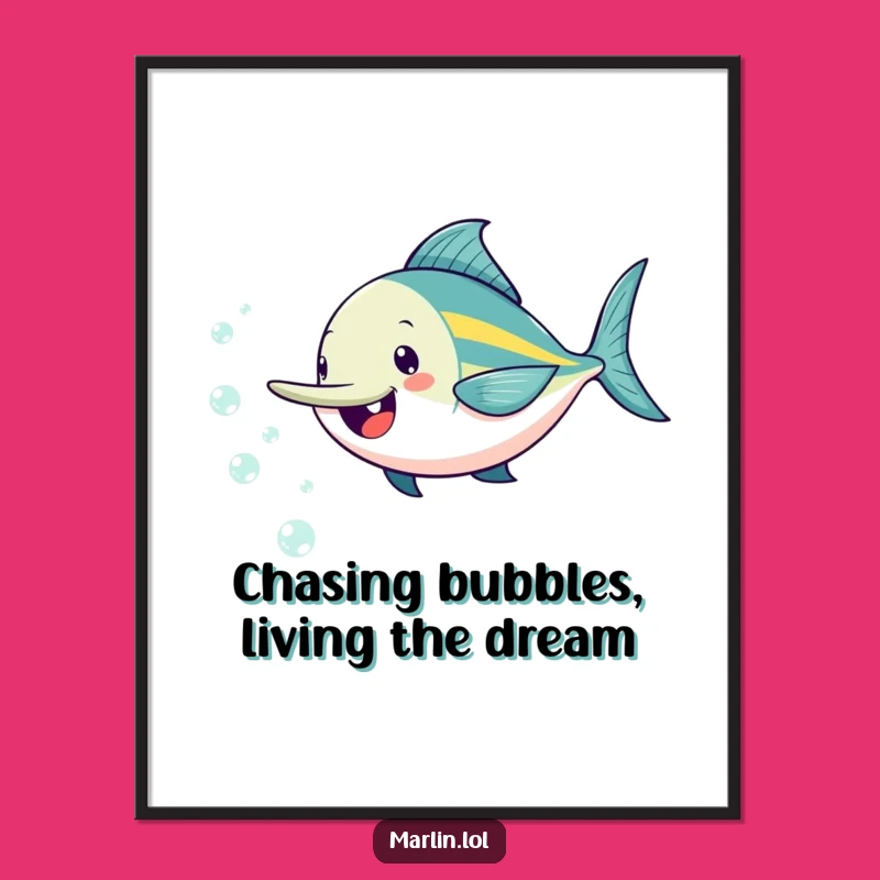 Free Printable Wall Art: Cheerful Marlin & Bubbles - Funny Downloadable Decor