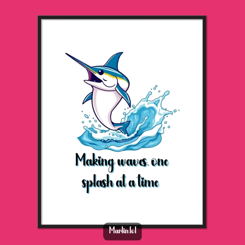 Free Printable Wall Art: Determined Marlin's Splash - Funny Downloadable Decor