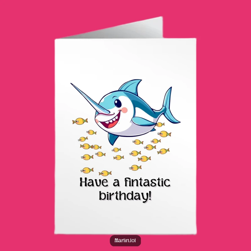 Free Printable Birthday Card: Speedy Marlin Zooming Fun, Your Ultimate Funny Downloadable Gift!