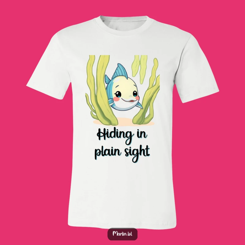 Funny Curious Marlin T-Shirt: Hide and Seek Ocean Humor, Perfect Gift!