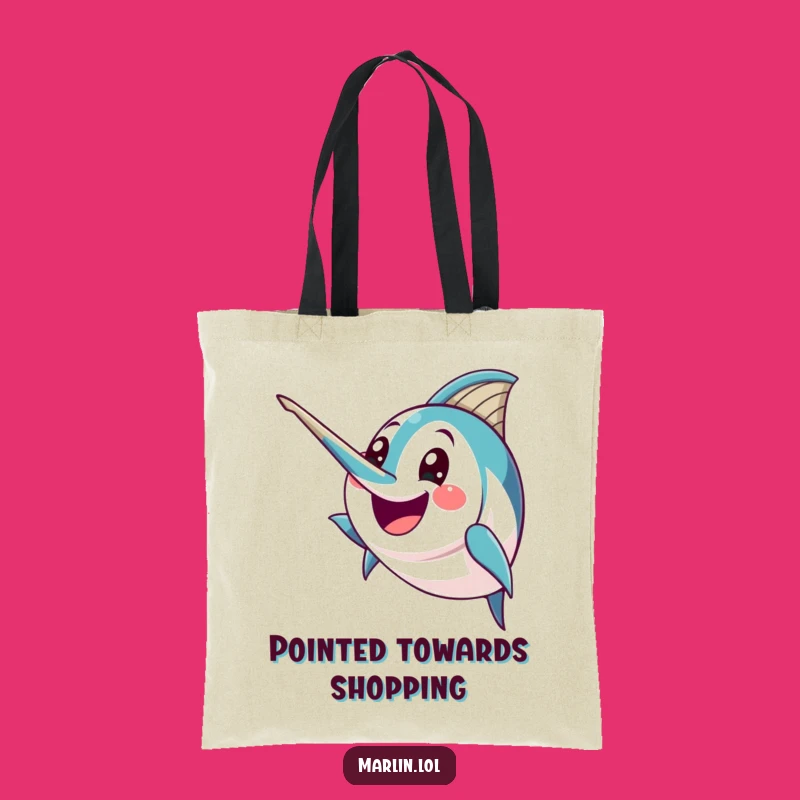 Funny Excited Marlin Tote Bag: Carry Your Zest with Ocean Humor, Great Gift!